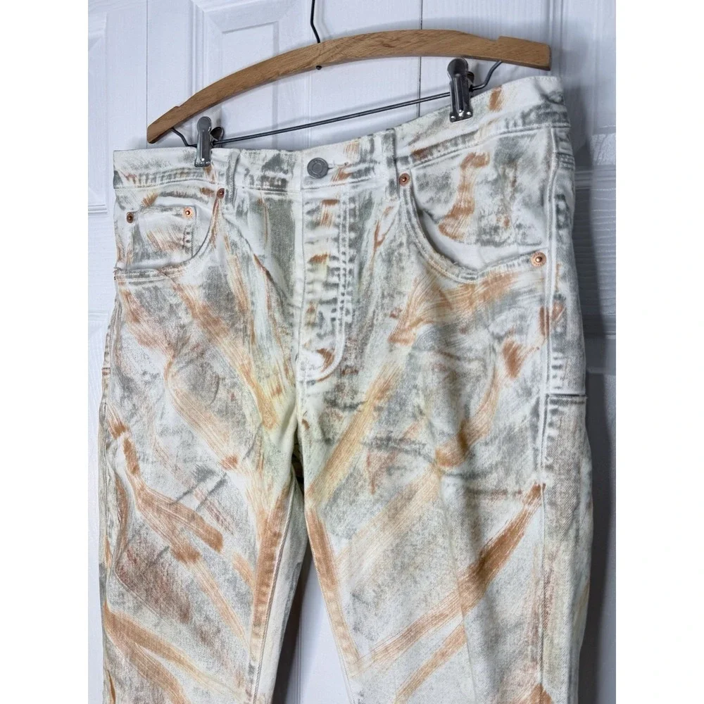 Purple Brand‎ P001 White Brush Stroke Jeans Mens Size 36x31 Slim Fit Distressed